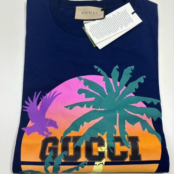 Gucci Men Palms Logo print T Shirt - Picture 2 of 8